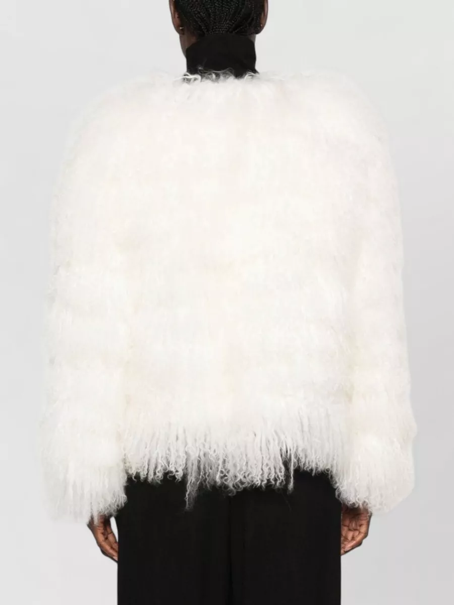 Ermanno Firenze Faux Fur Round Neck Long Sleeve Jacket