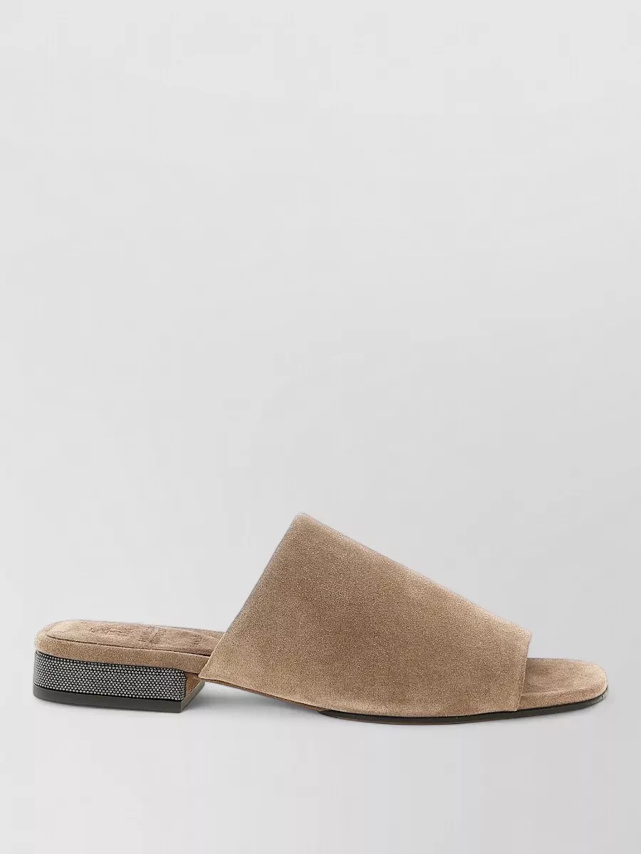 Brunello Cucinelli Monile Suede Sandals Open Toe Design