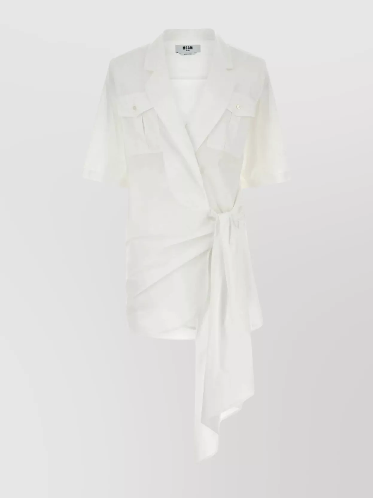 Shop Msgm Asymmetric Hemline Cotton Dress