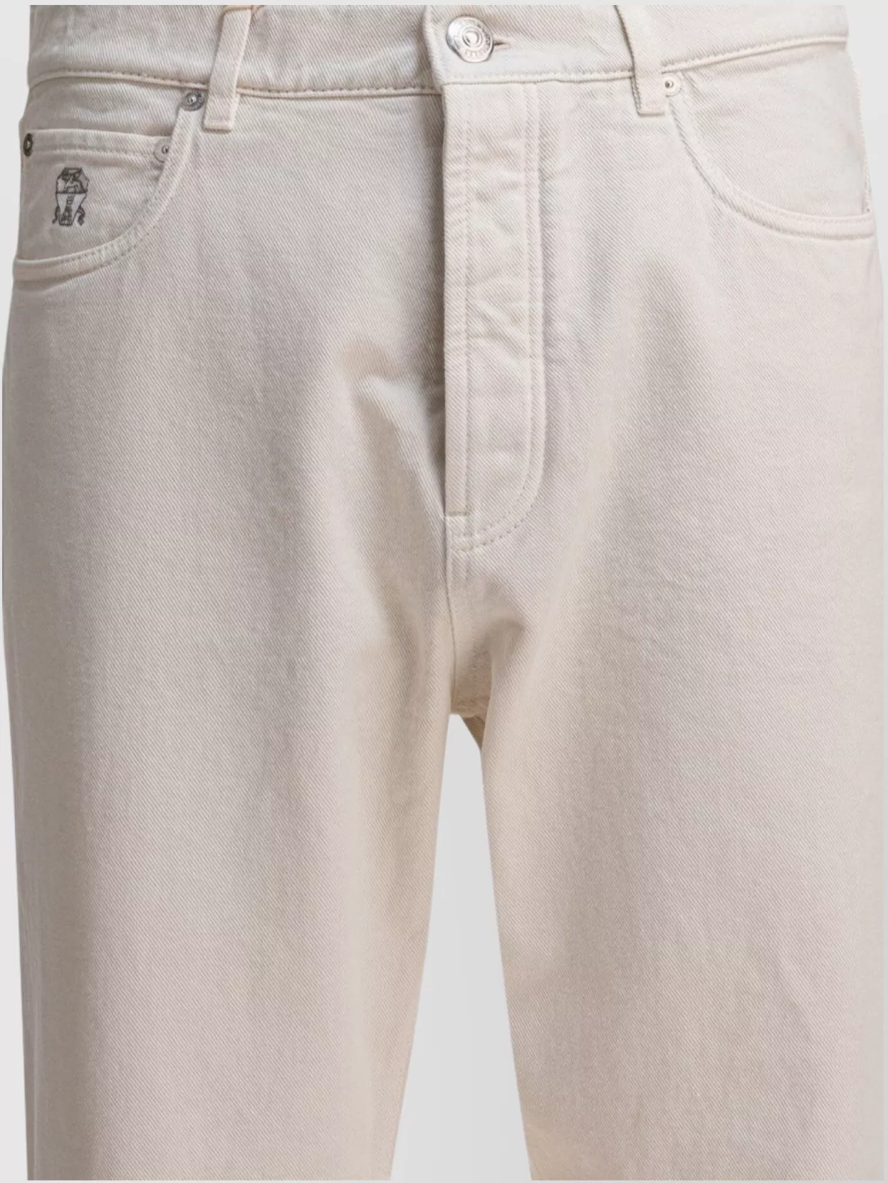 Brunello Cucinelli Denim Trousers With Pockets And Loops In Neutral