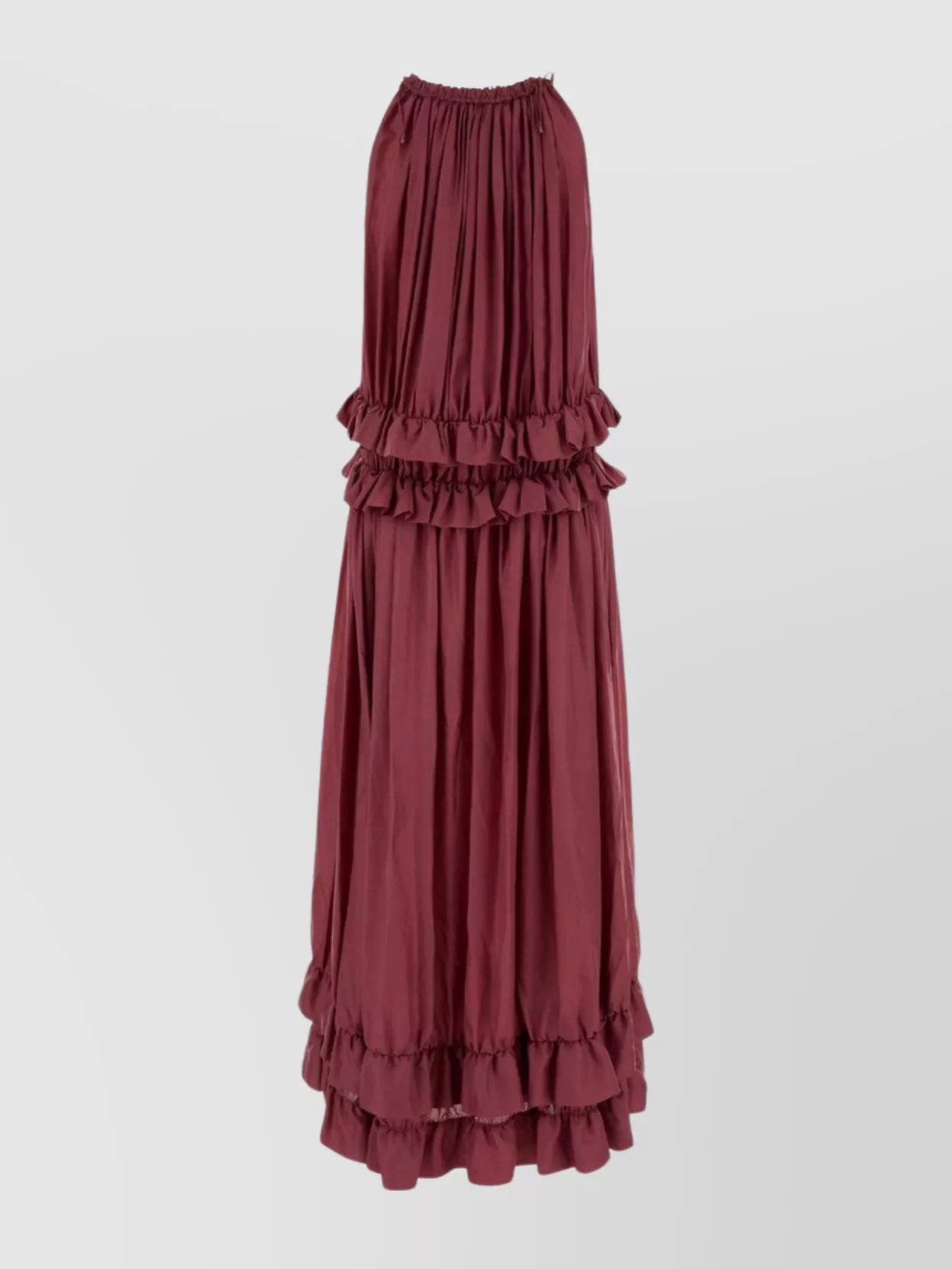 Chloé Maxi Dress With Halter Neckline And Ruffles In Red