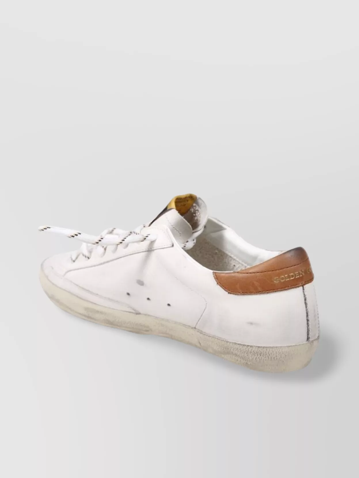 Golden Goose Super-star White Leather Sneakers With Grey Suede Star And Brown Heel In White