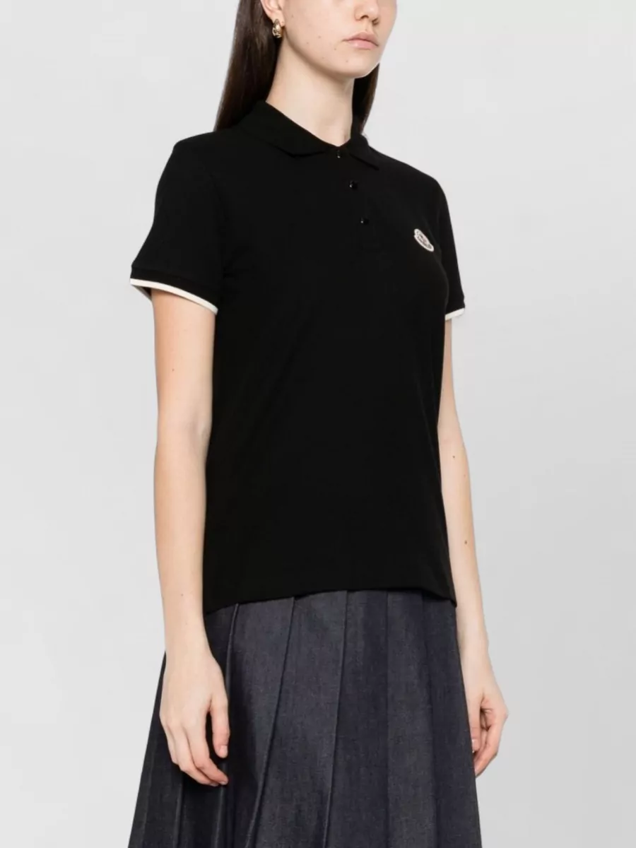 Moncler Polo Shirt Logo Detail Silk Nylon