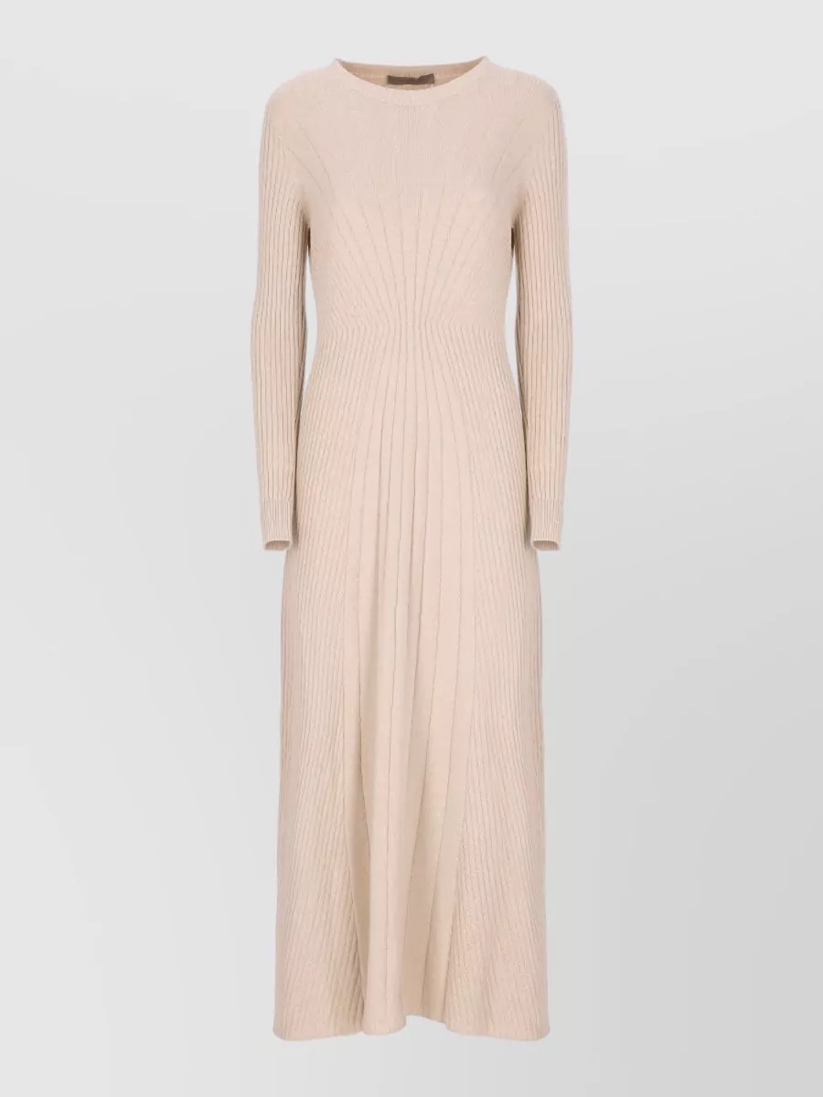 D.exterior Cashmere-Blend Long-Sleeve Round-Neck Maxi Dress