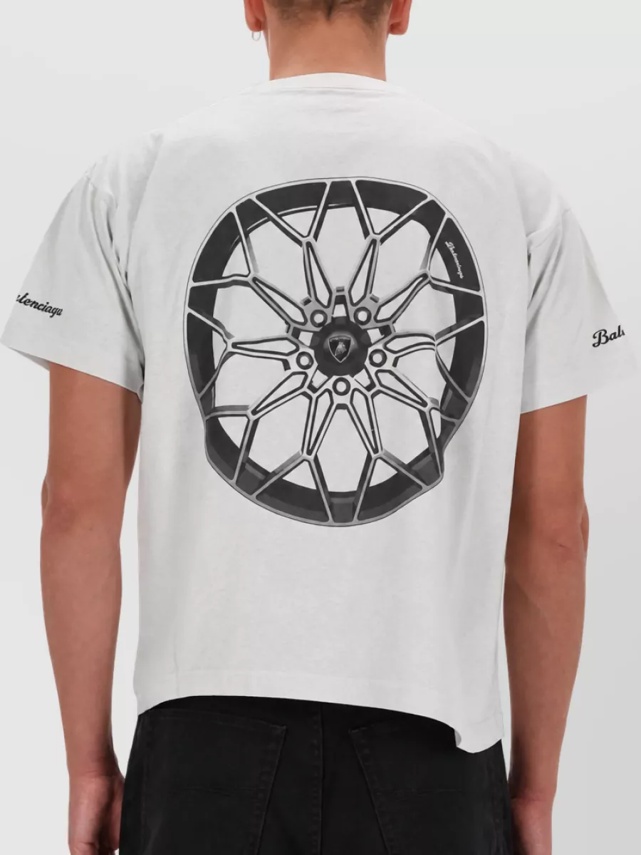 Balenciaga Cropped Crew Neck T Shirt Graphic Print