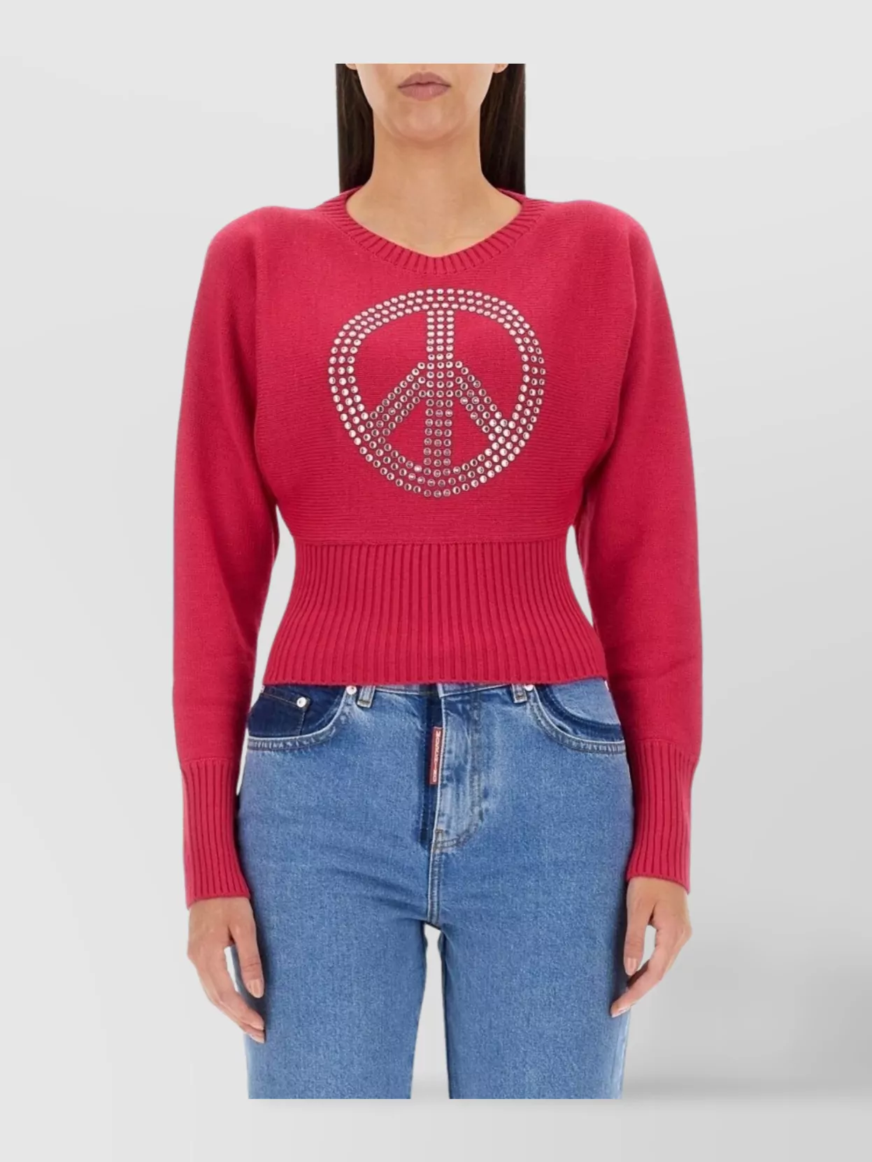 Moschino Peace Symbol Embellished Knitwear With Long Sleeves