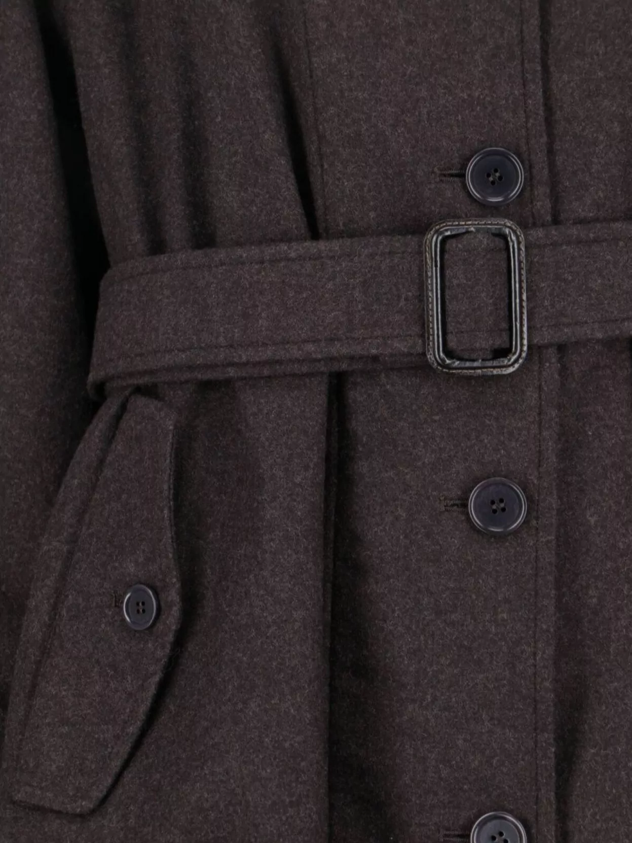 Aspesi Long High Collar Jacket With Belted Waist In Brown