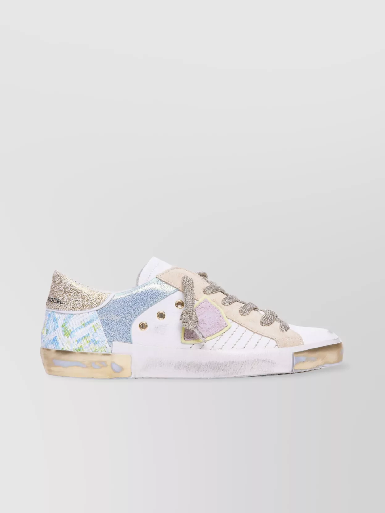 Philippe Model Low Top Leather Sneakers With Metallic Accents
