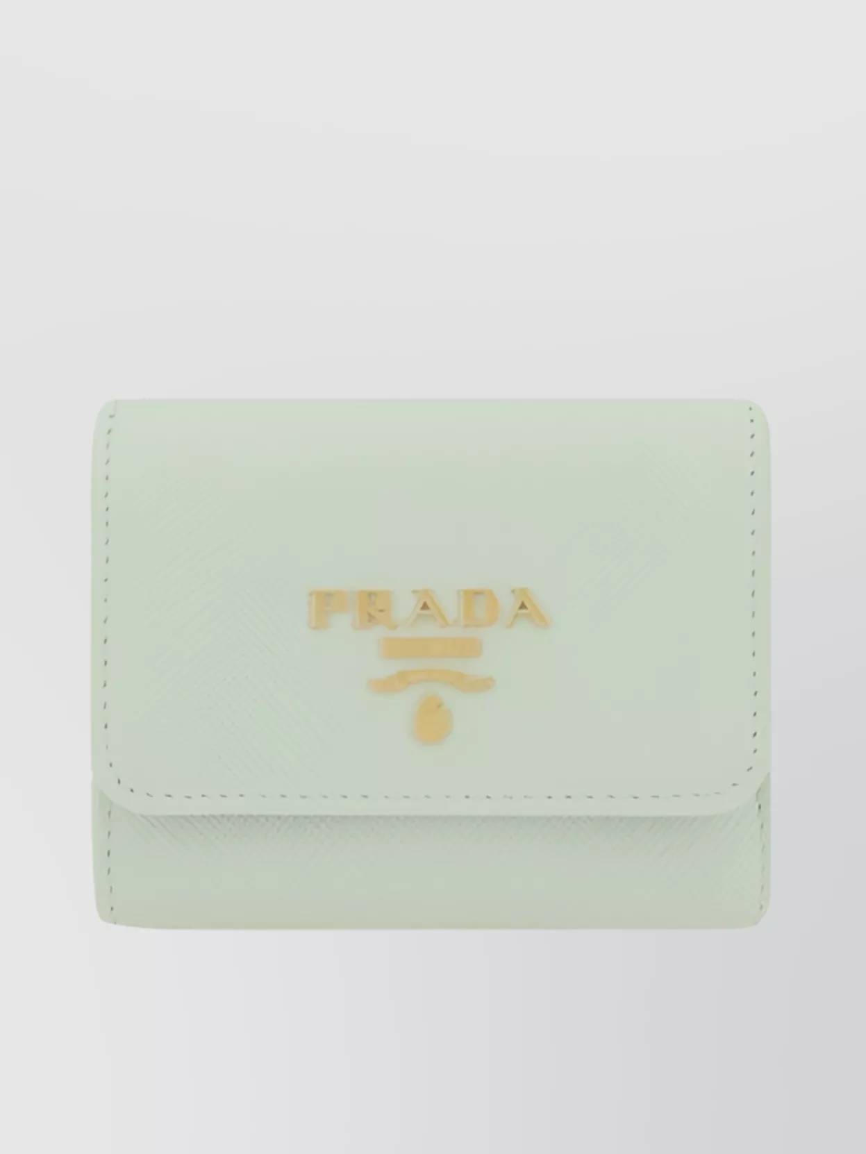 Prada Trifold Leather Wallet With Grained Texture