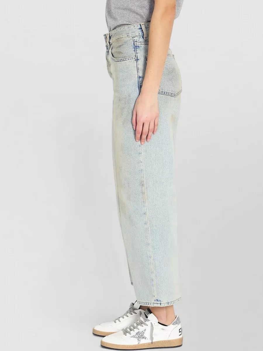 Haikure Denim Mid-Rise Cropped Wide-Leg Trousers