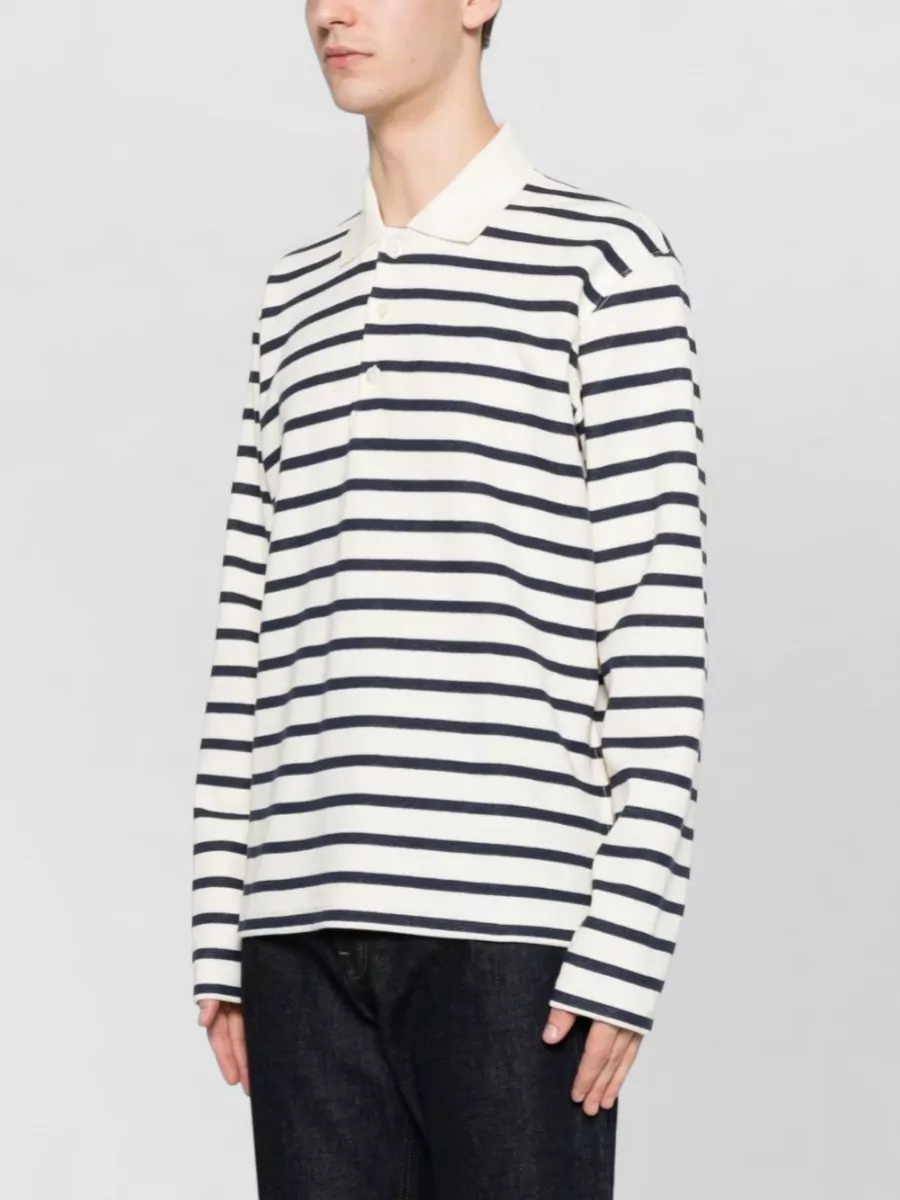 Junya Watanabe Striped Long-Sleeve Polo Shirt