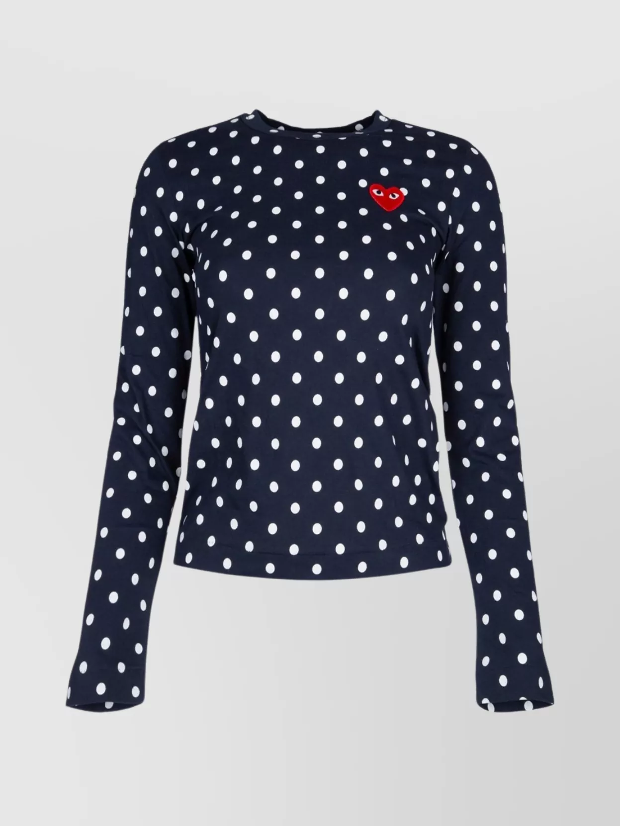 Shop Comme Des Garçons Play Crew Neck Polka Dot Embroidered Long Sleeve