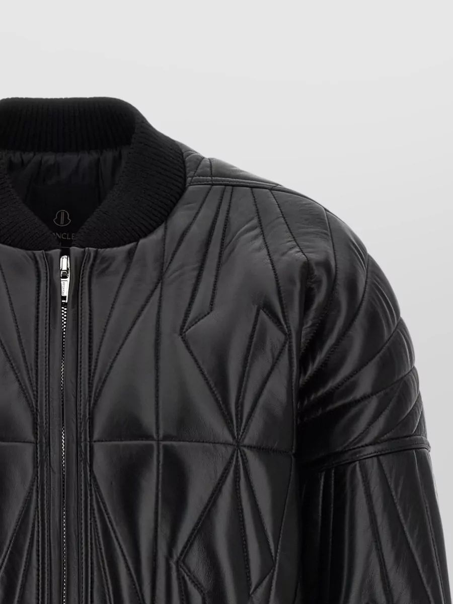 Rick Owens Lamb Leather Cropped Quilted Bomber Jacket