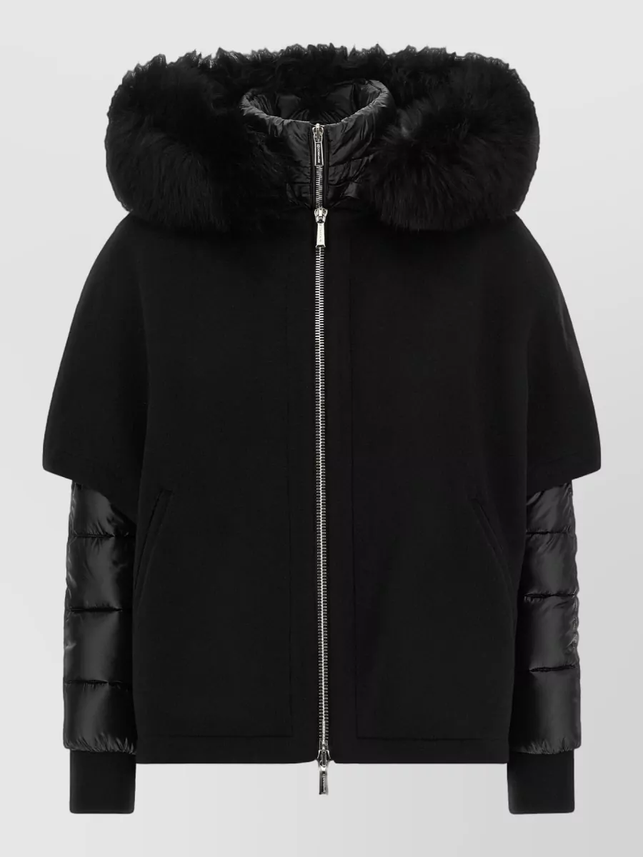 Moorer cashmere wool hooded quilted down coat