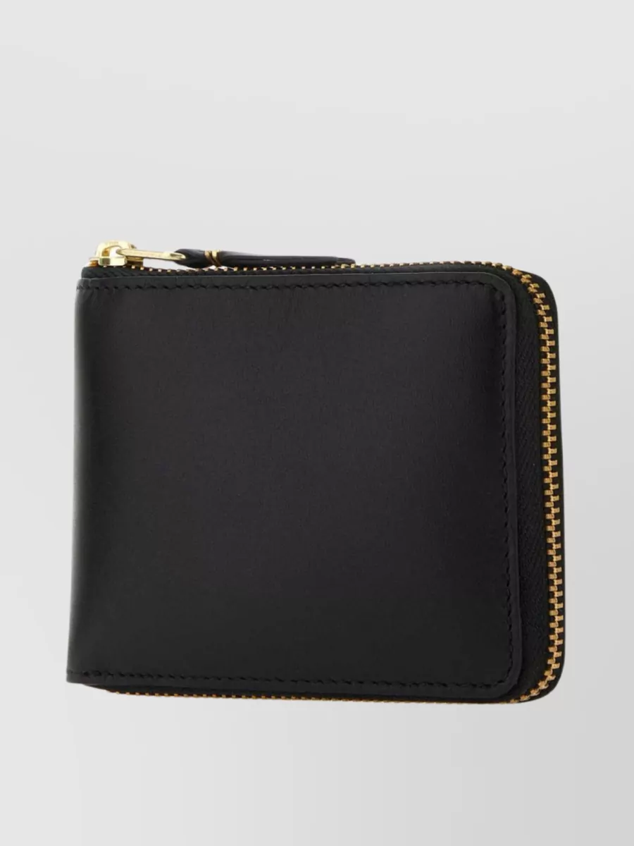 Shop Comme Des Garçons Gold-tone Accents Leather Wallet In Black
