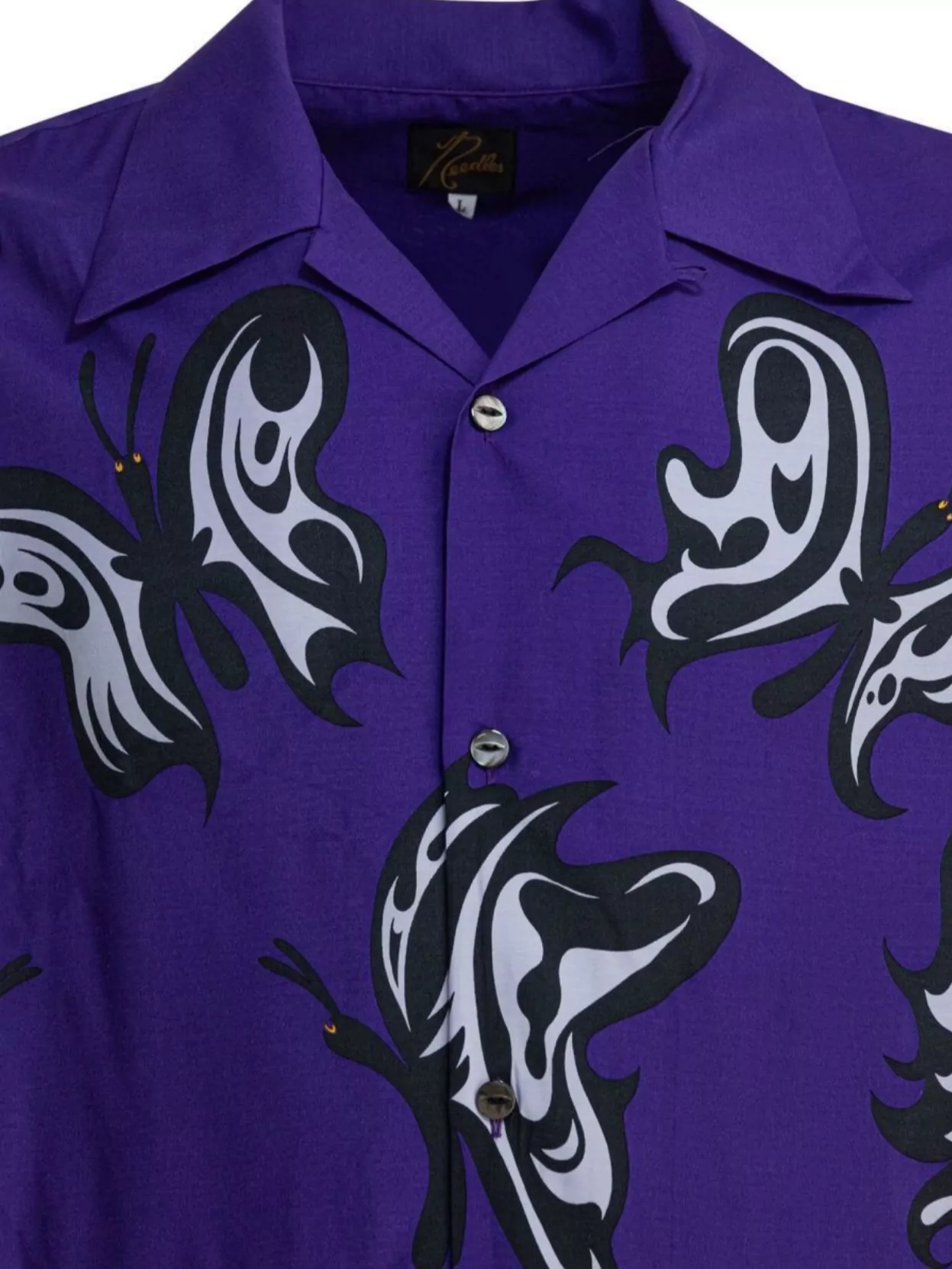 Shop Needles Butterfly Print Short Sleeves Spread Collar Shirt