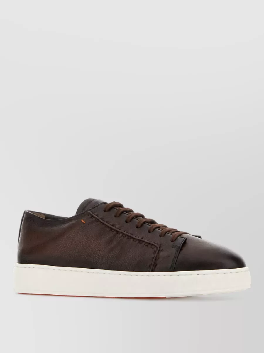 Santoni Leather lace-up sneakers