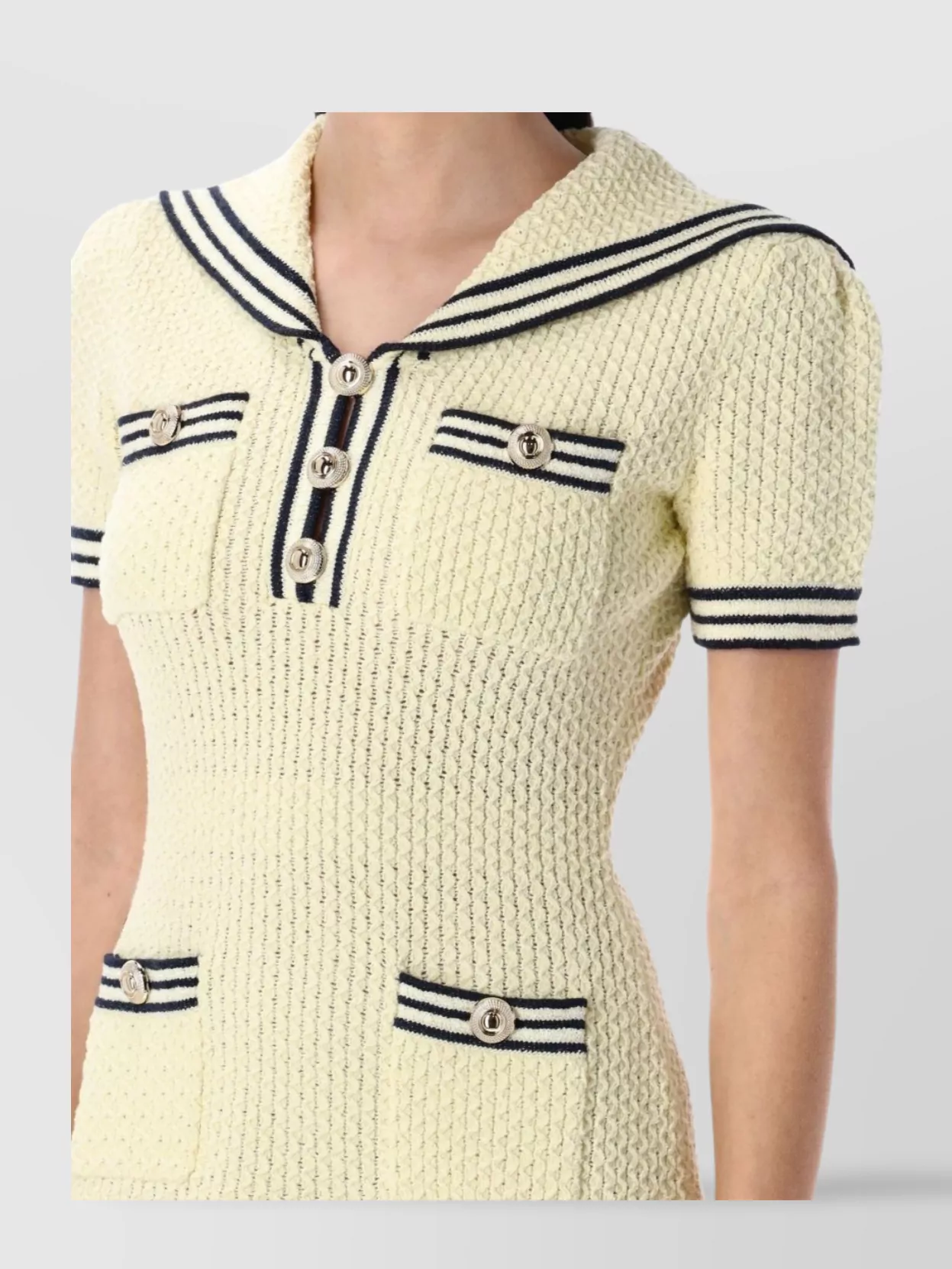 Self-Portrait Knit Mini Dress Sailor Collar