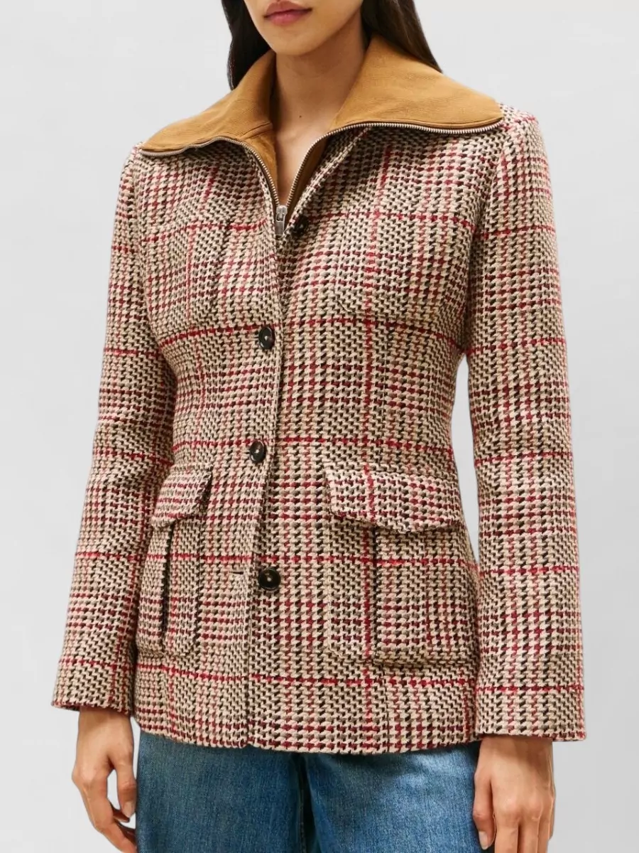 Tommy Hilfiger Check Blazer With Notched Lapels And Pockets