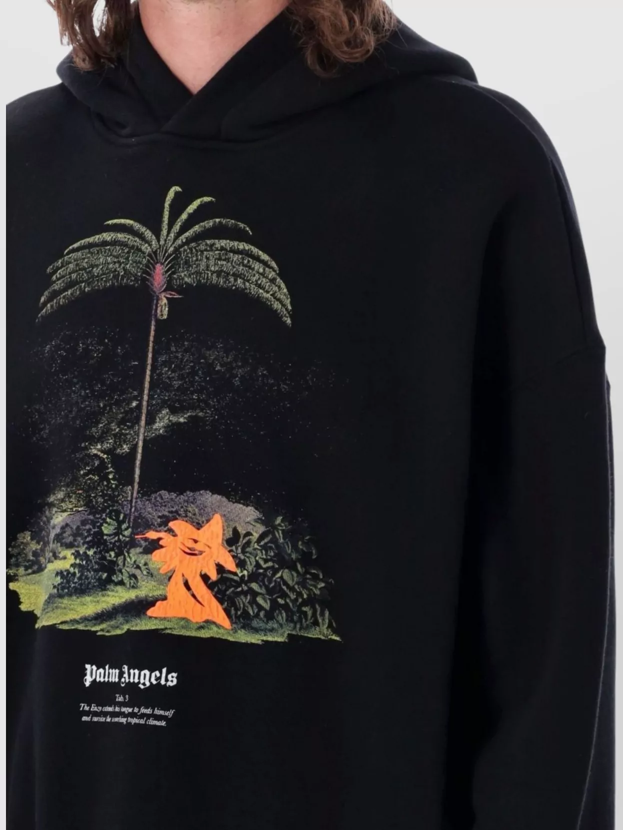 Palm Angels Enzo Graphic Print Hoodie With Ribbed Finish