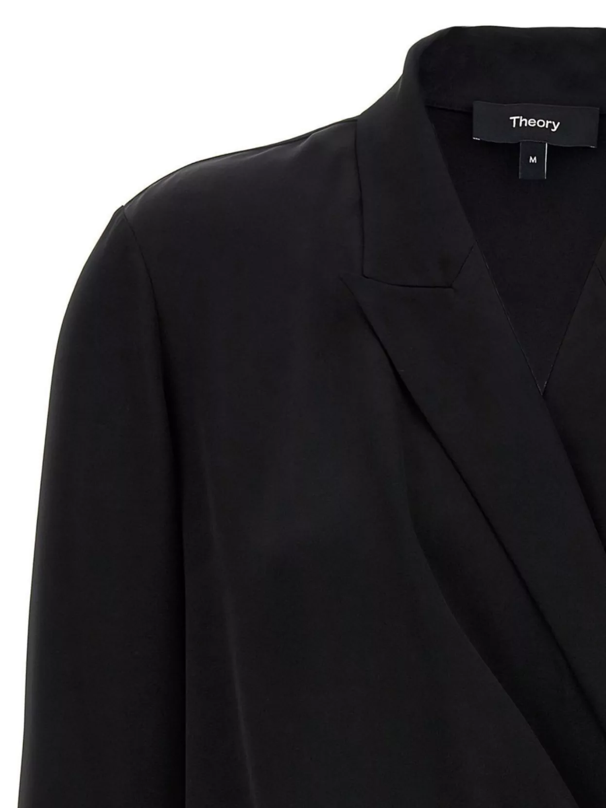 Theory Black Blouse With Peak Revers And Crossover Neck