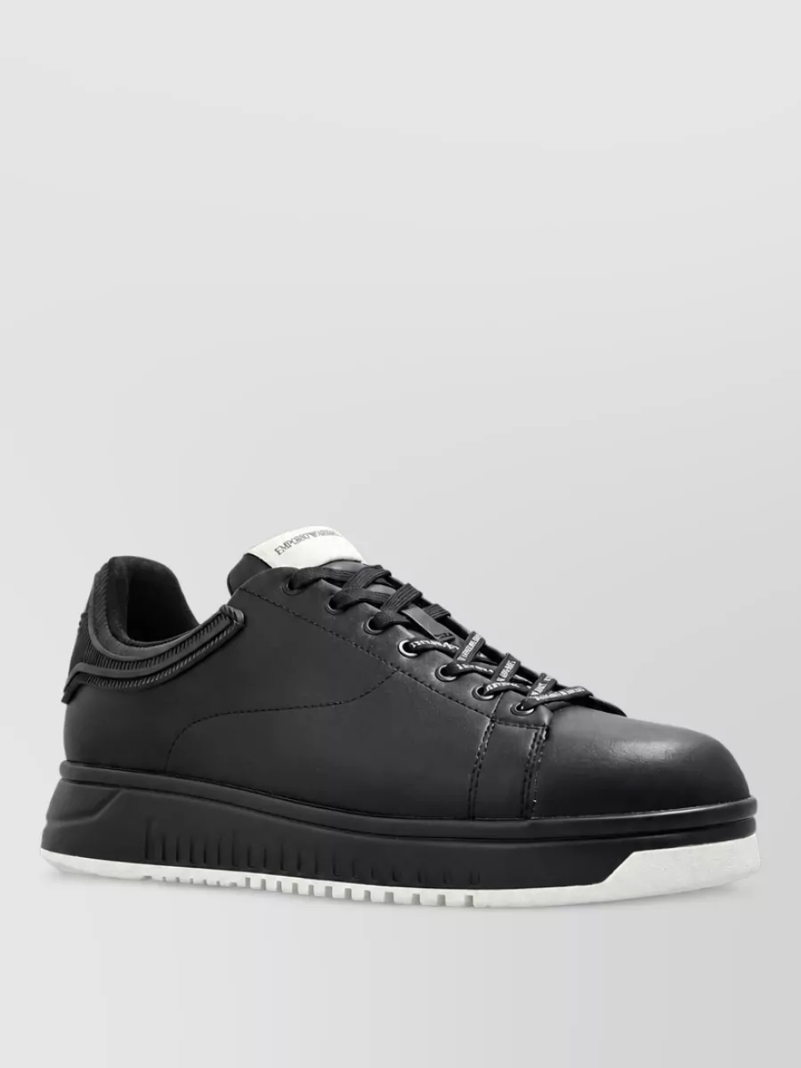 Emporio Armani Leather Lace-Up Sneakers