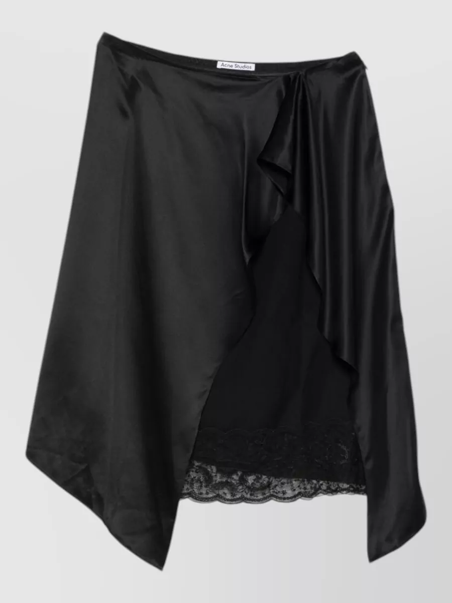 Acne Studios Satin draped asymmetric midi skirt