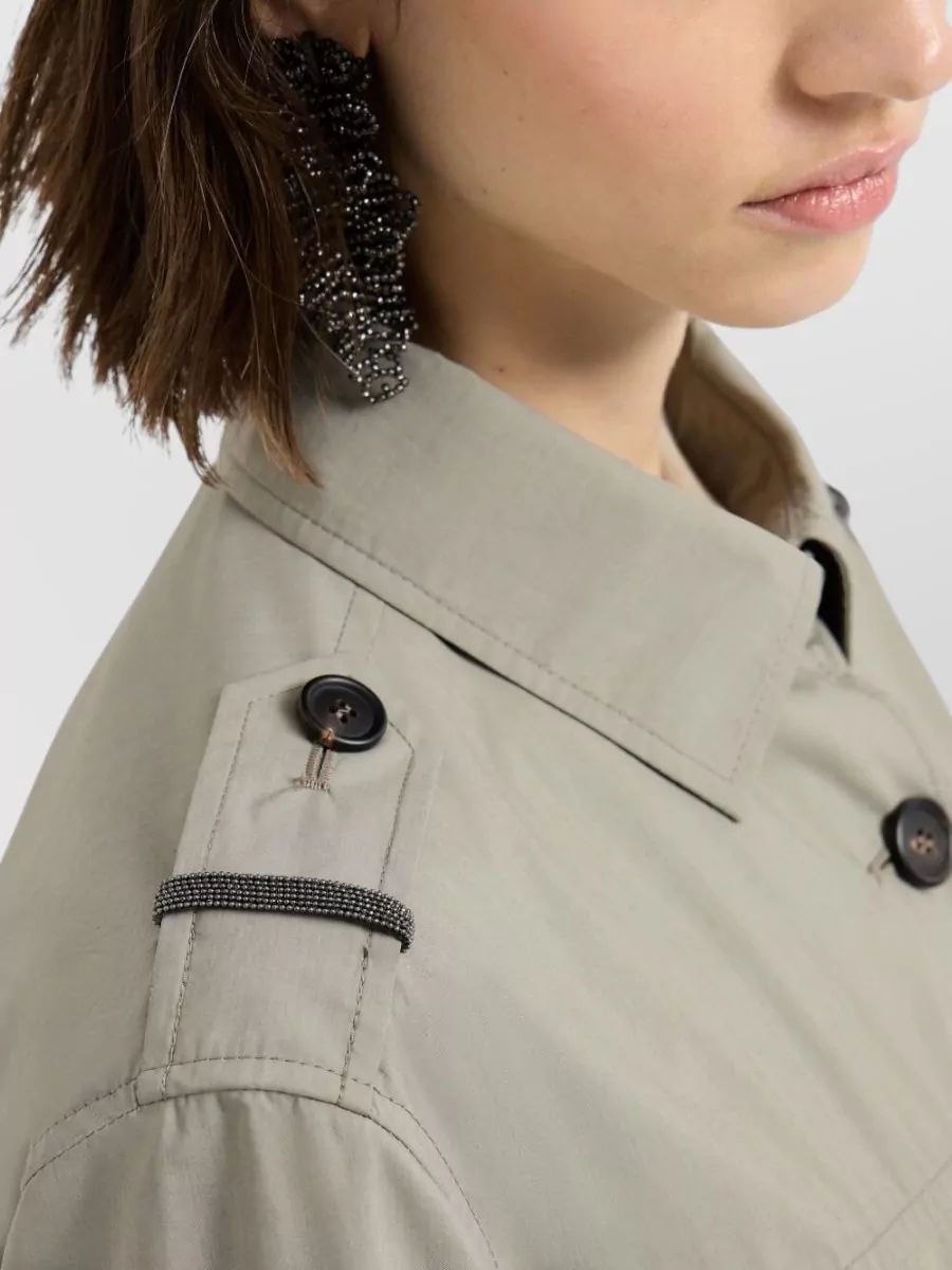 Brunello Cucinelli Cotton Blend Field Jacket Collared Neck