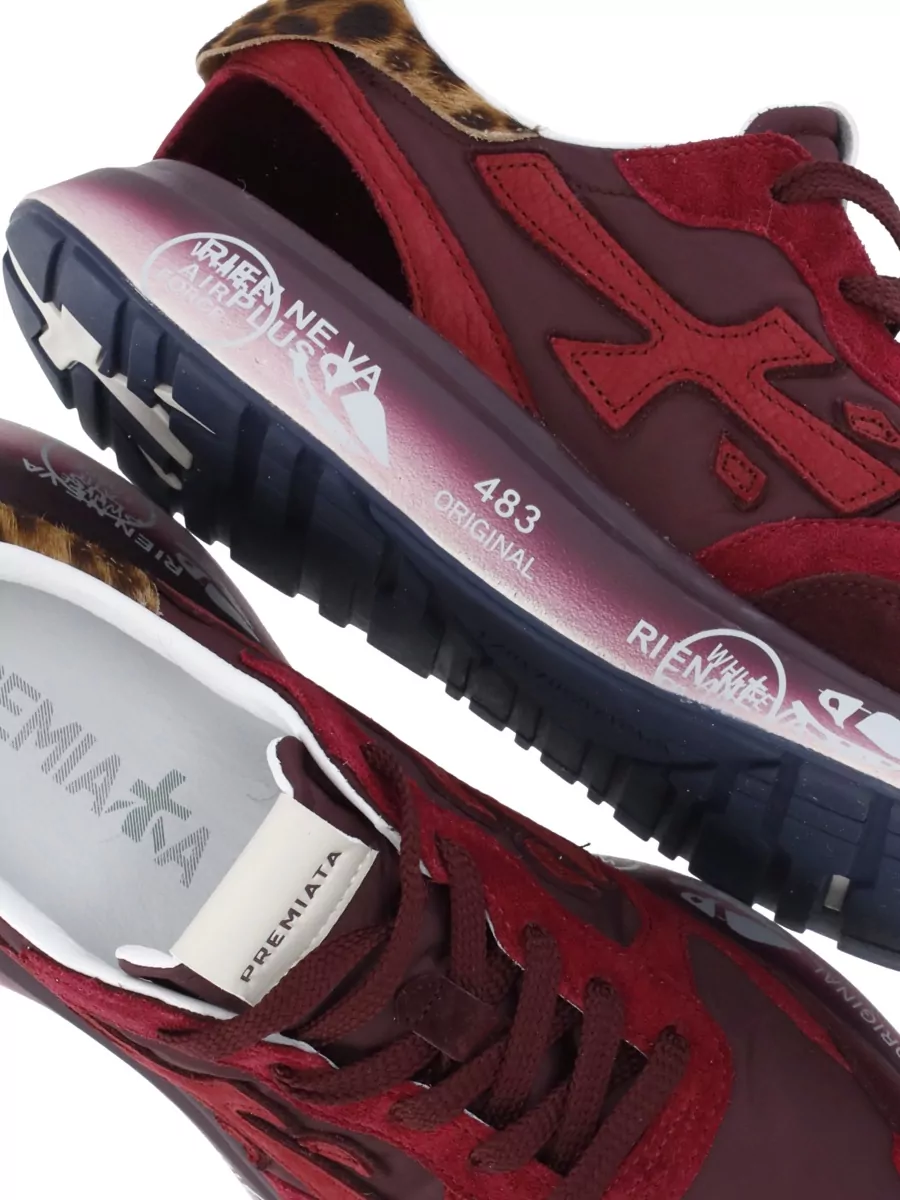 Premiata Low Sneakers Animalier Heel Detail Suede