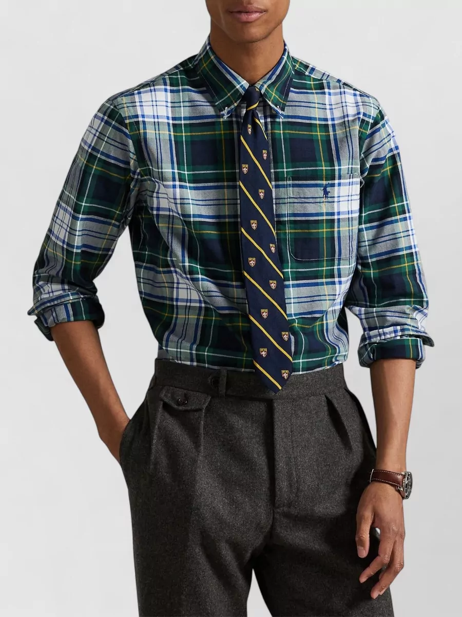 Ralph Lauren Plaid Shirt Button Down Collar Chest Pocket