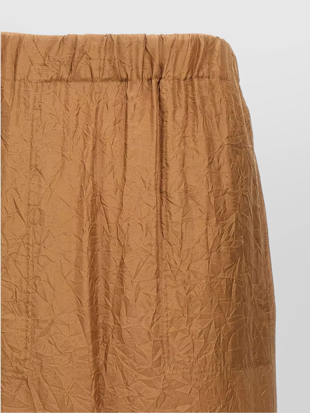 Max Mara Textured Skirt With Elastic Waistband And Pocket In Brown