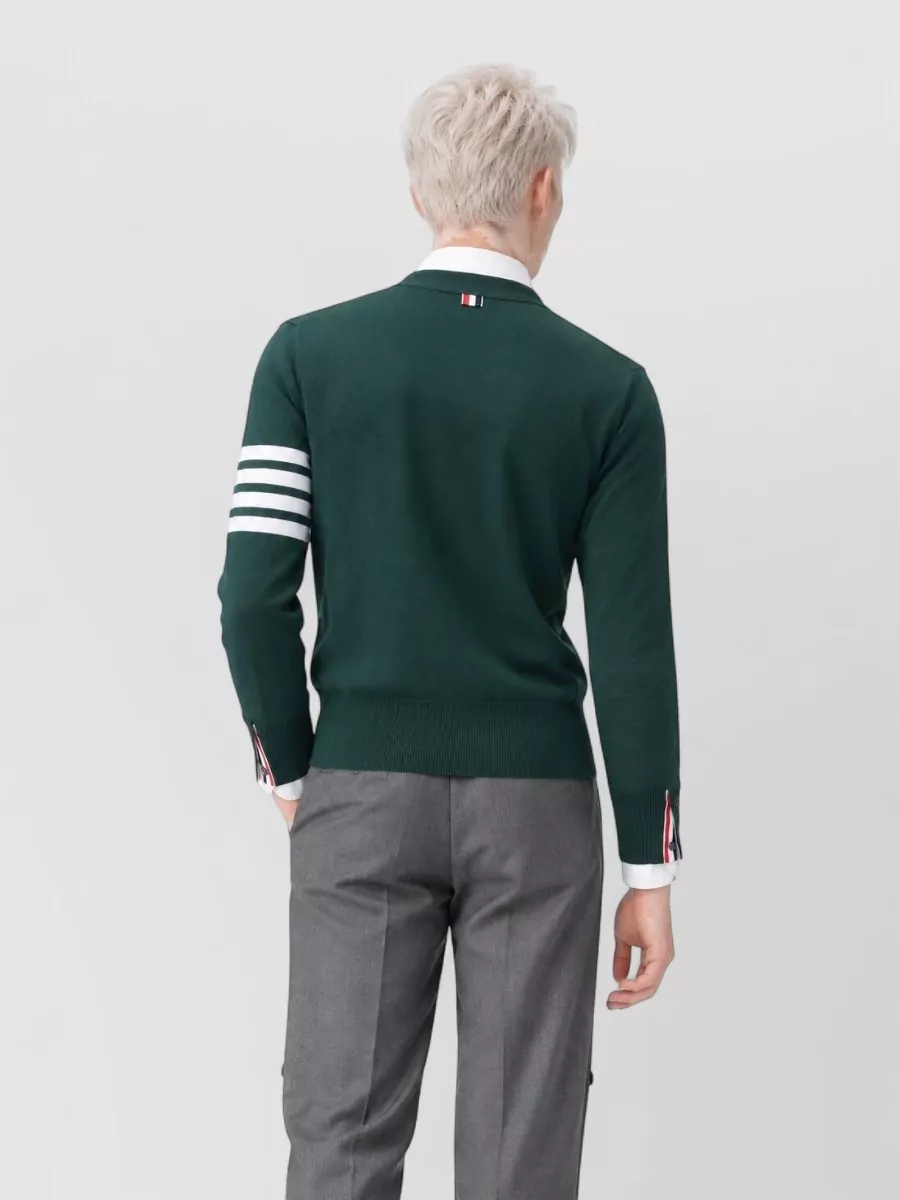 Thom Browne Fine-Knit V-Neck Cardigan