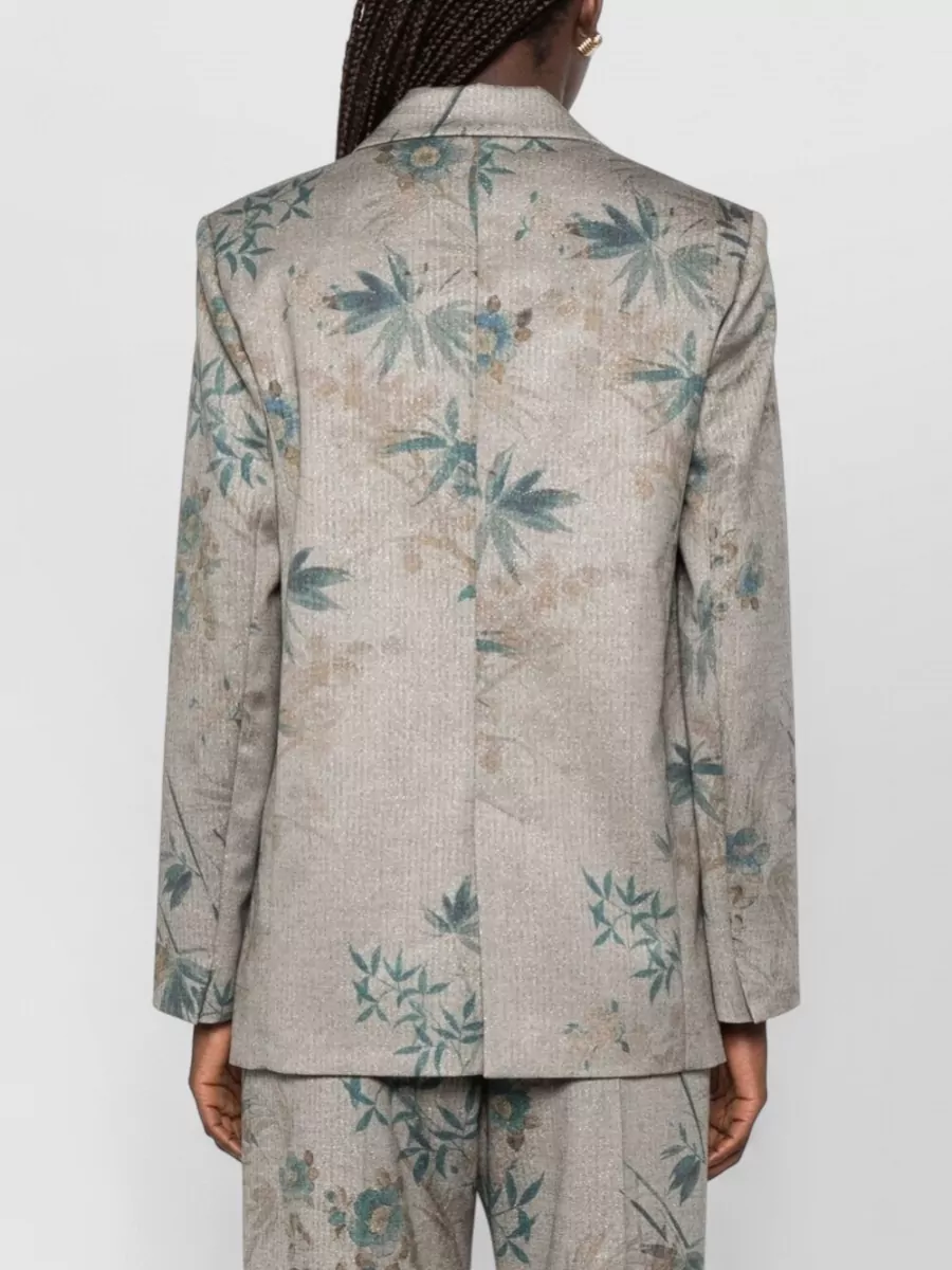 Forte Forte Floral-Print Herringbone Single-Breasted Jacket