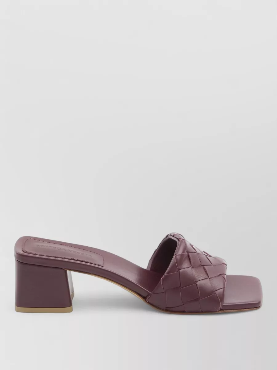 Bottega Veneta Barolo Square Toe Woven Leather Mules