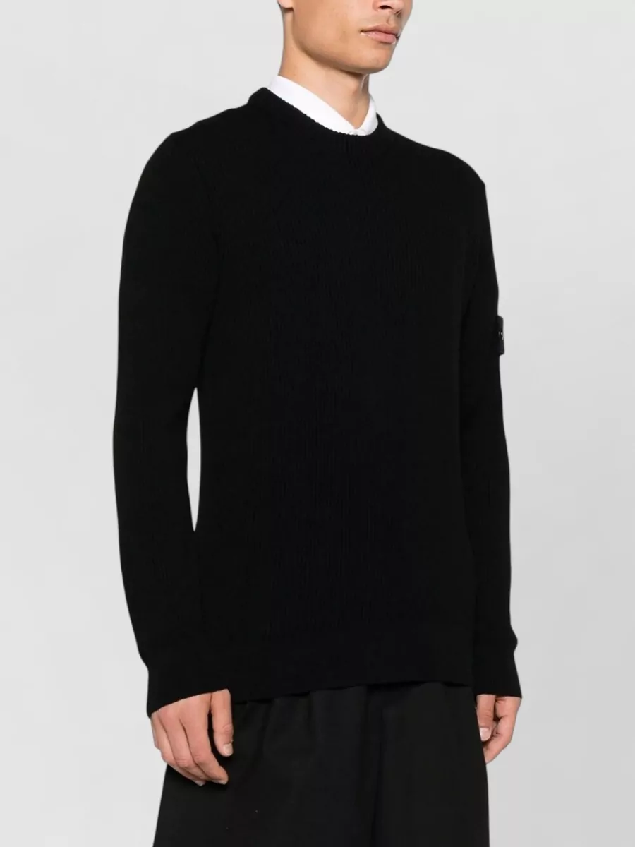 Stone Island Virgin Wool Ribbed Crewneck Sweater