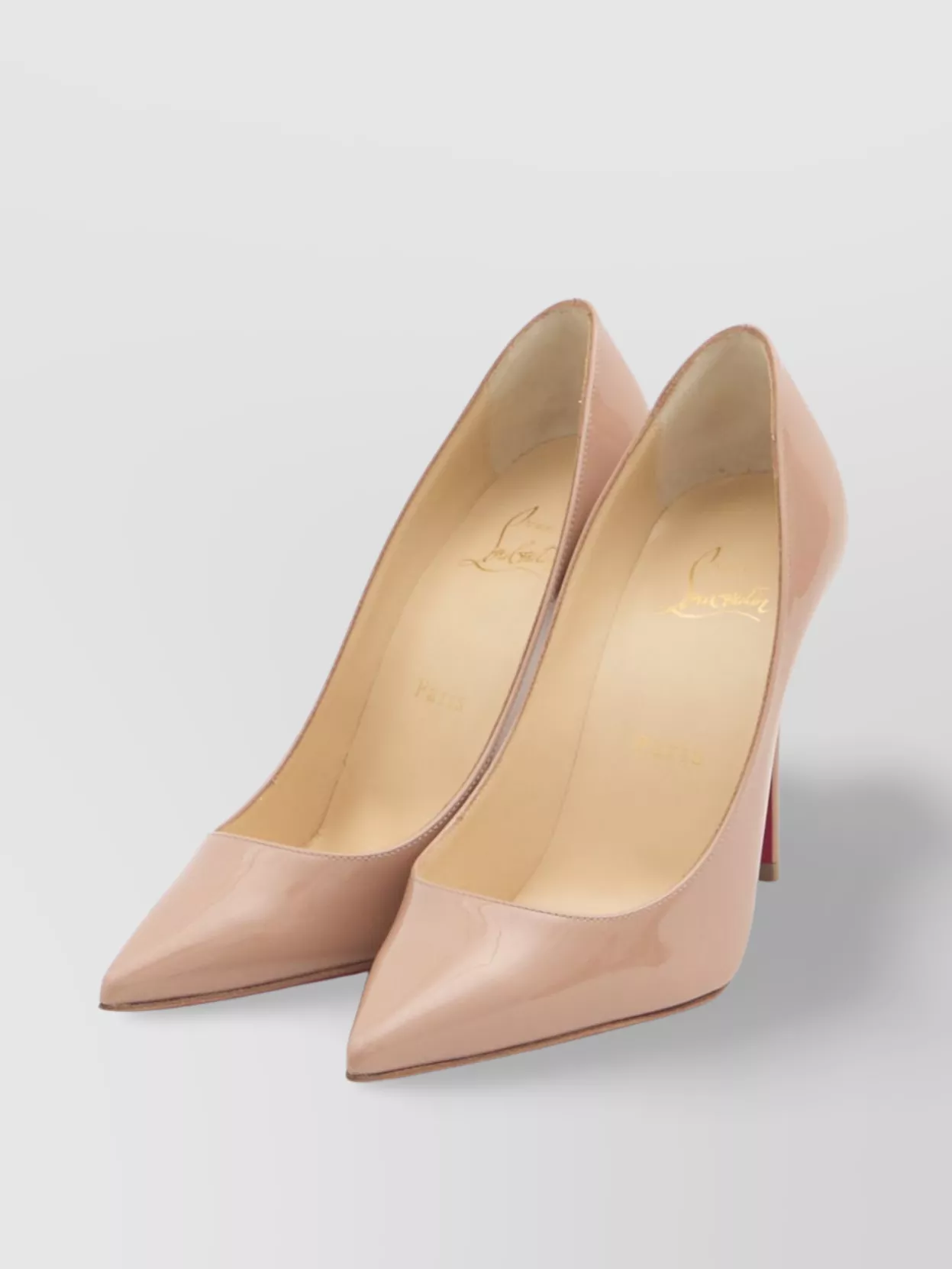 Christian Louboutin Kate 100 Nude Patent Leather Pumps