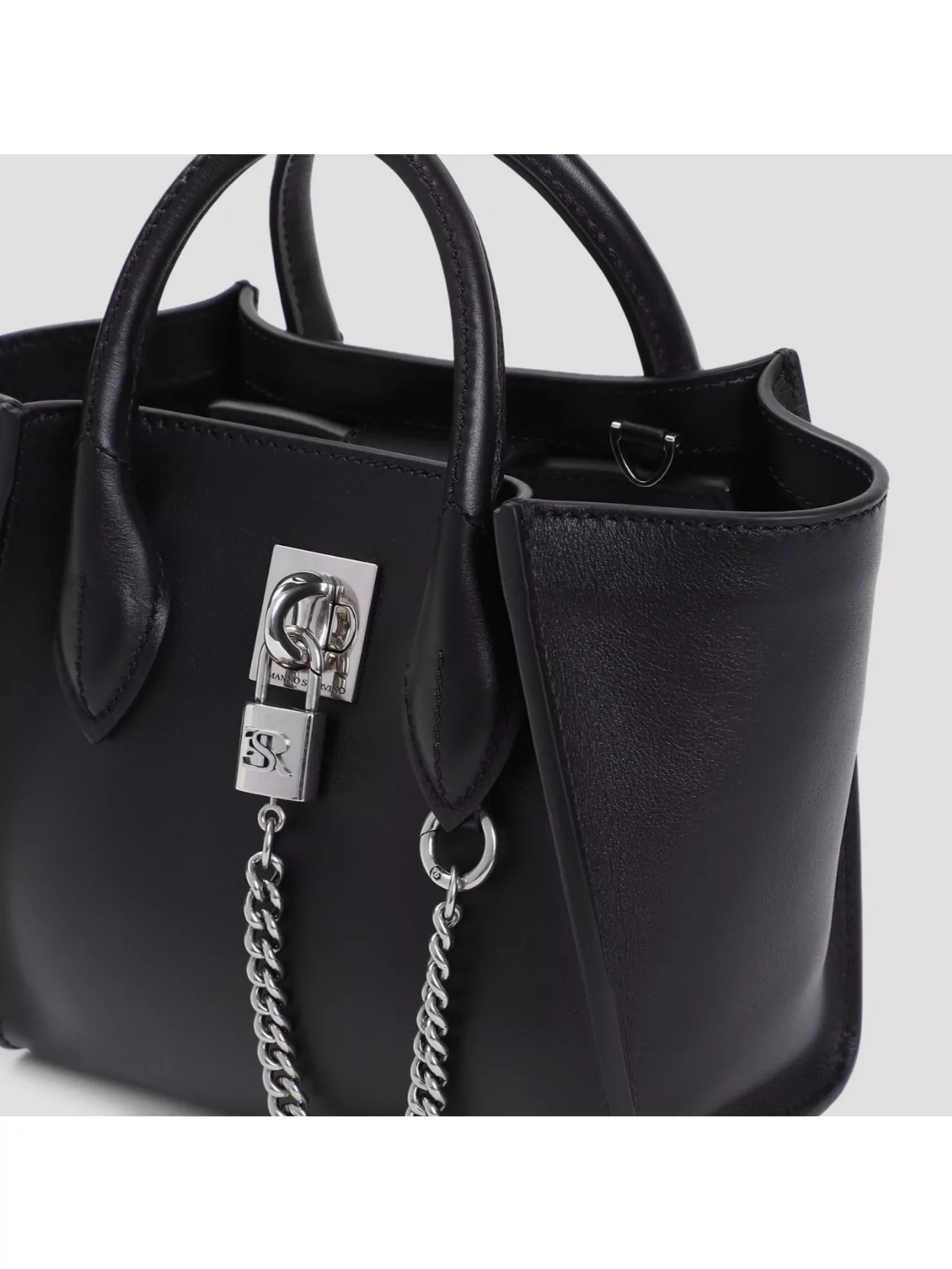 Ermanno Scervino Mini Shopping Handbag Chain Detail In Black