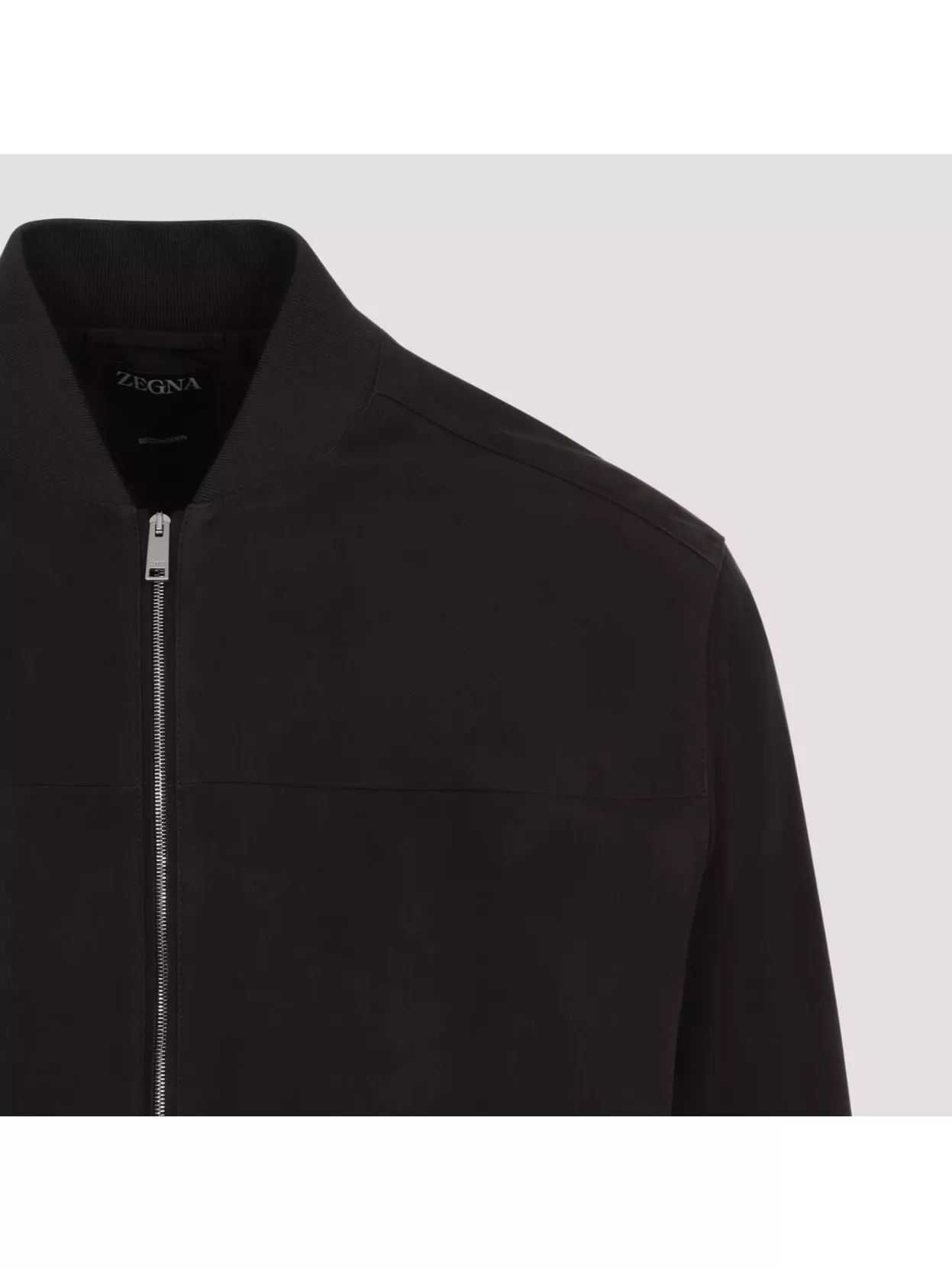 Shop Zegna Ribbed Leather Jacket With Stand-up Collar
