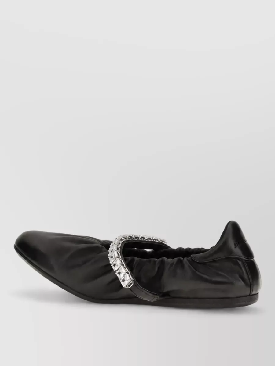 Jimmy Choo Leather Crystal-Embellished Ballerina Shoes