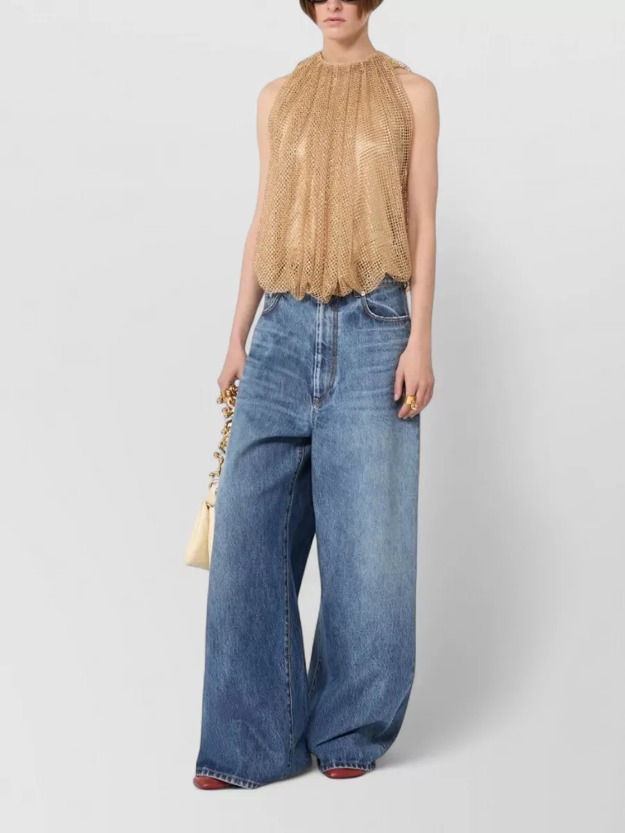 Sportmax Bubble Hem Chainmail Mesh Halterneck Top