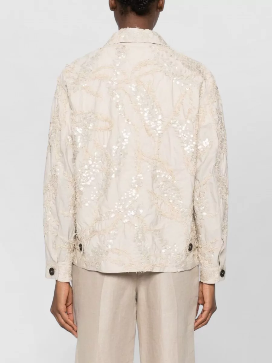 Brunello Cucinelli Embellished Cotton Fitted Jacket
