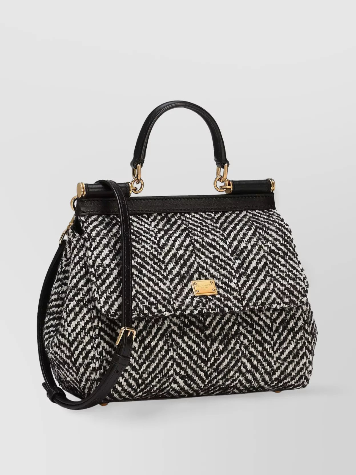 Dolce&Gabbana Sicily Medium Shoulder Bag In Chevron Fabric