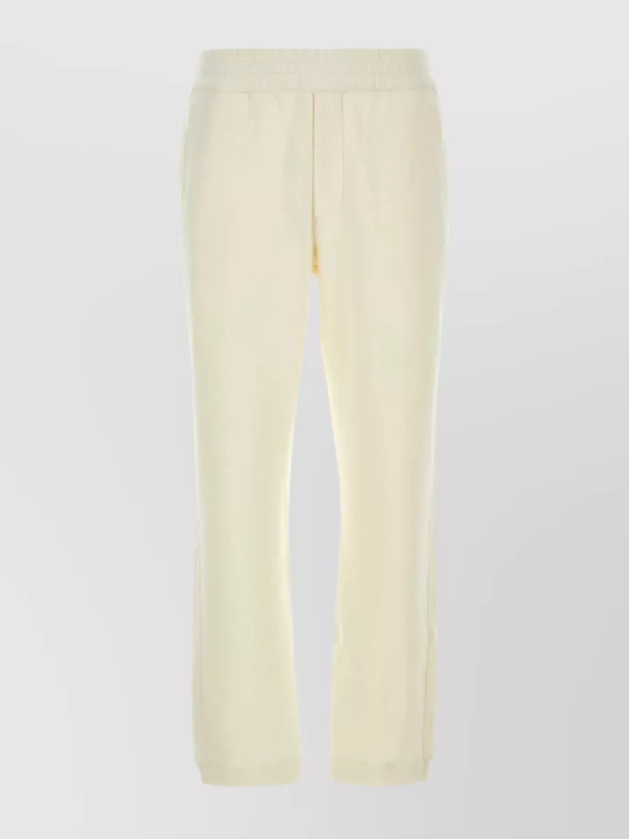 Shop Zegna Cropped Cotton Blend Joggers In Beige