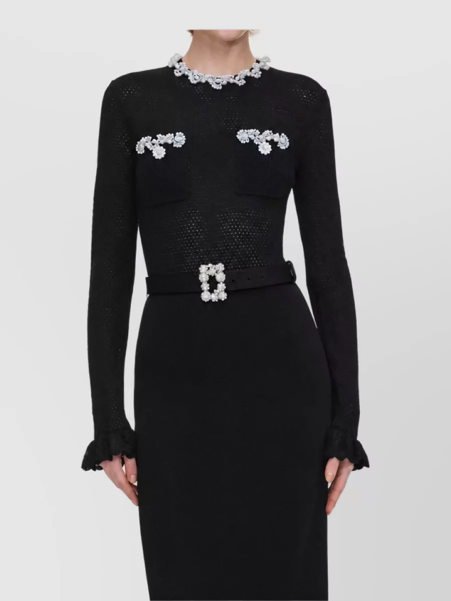 Self-Portrait Belted Knit Midi Dress