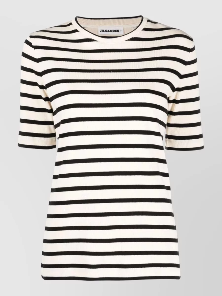 Jil Sander Plus striped fine-ribbed cotton crew-neck t-shirt