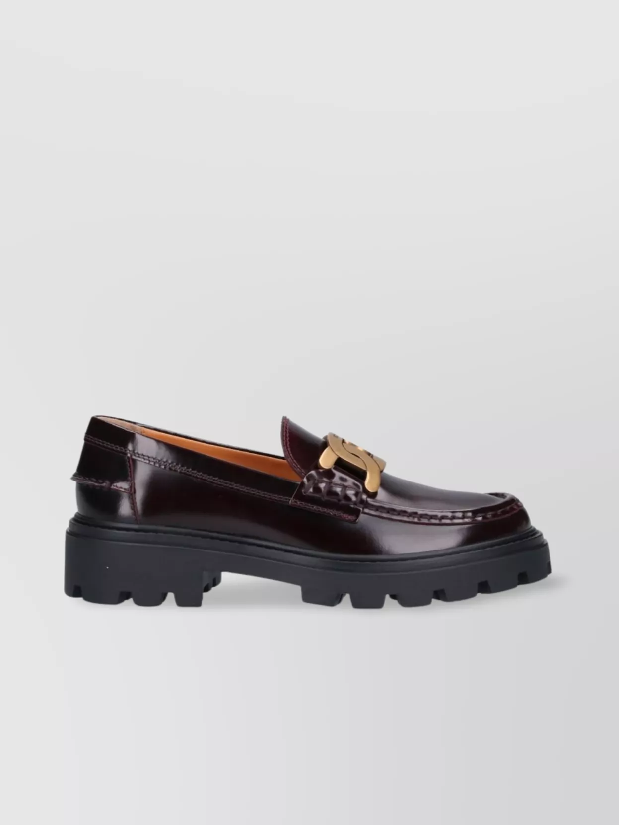 Tod's Thick Sole Leather Loafers With Metal Hardware In Black