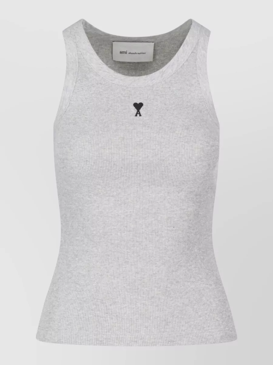 Ami Paris Cotton long-sleeve corset top