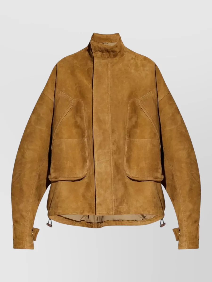 Attico Bomber Jacket Made From Suede Leather In Multi