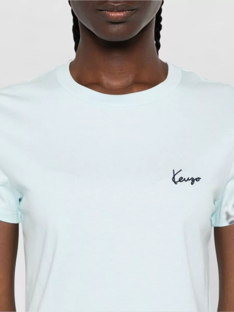 Kenzo Cotton Logo Embroidered Crew Neck Short Sleeve T-Shirt