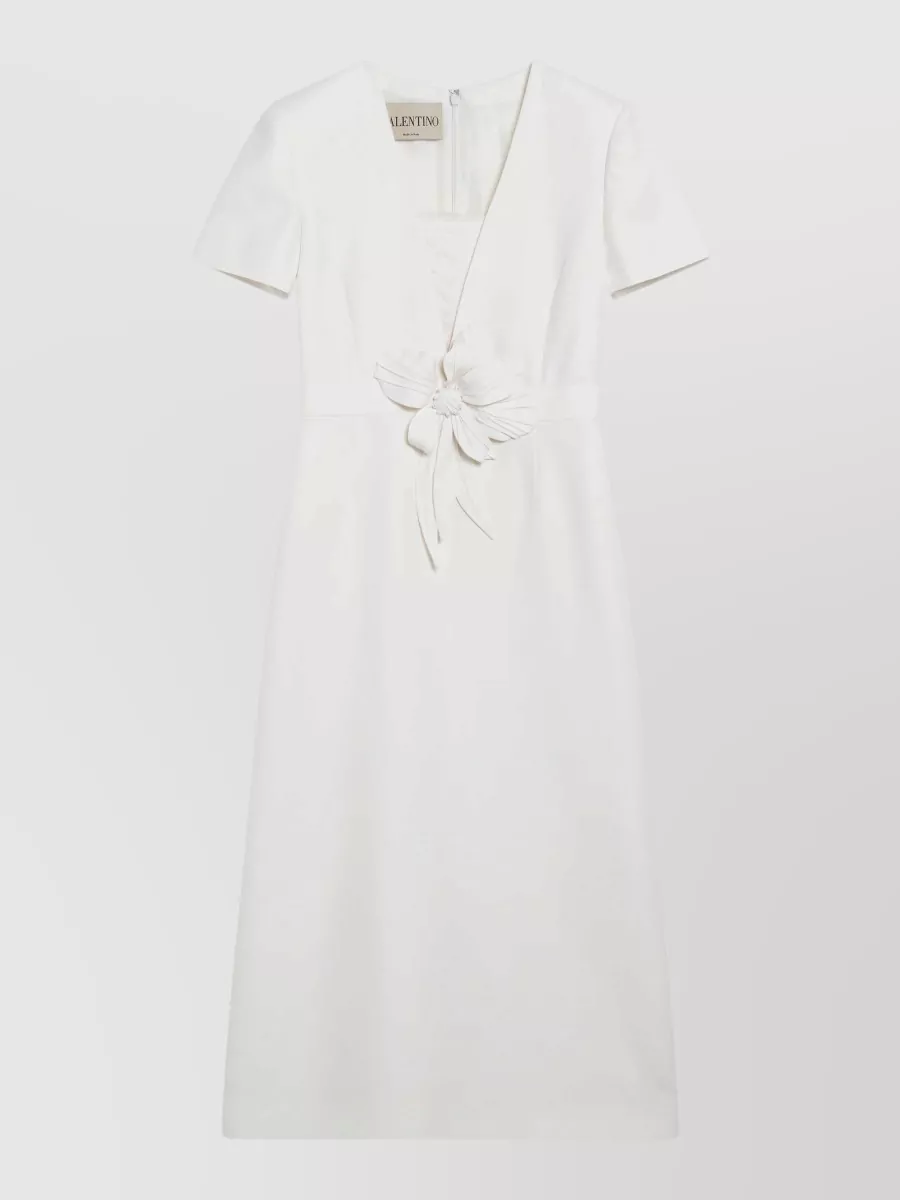 Valentino Silk Virgin Wool Embroidered Midi Dress